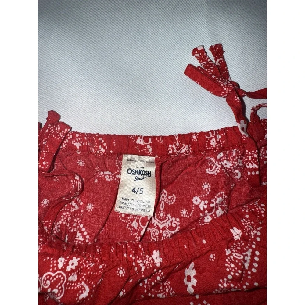 Oshkosh B'gosh girls‎ paisley red bandanna off shoulder shirt size 4/5
